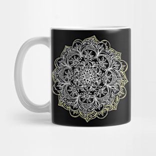 Turquoise & White Mandalas on Grey Mug